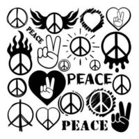 handgetekende collectie set vredessymbool krabbel doodle premium vector