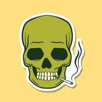 handgetekende rokende schedel doodle illustratie voor stickers, poster enz premium vector
