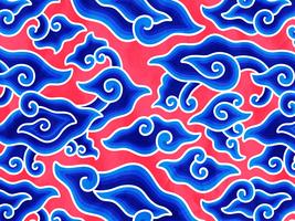 Blauw rood Megamendung Batik Vector-patroon vector