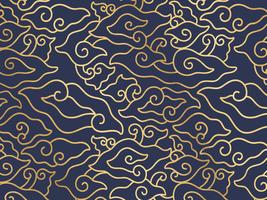 Megamendung Batik gouden schetspatroon vector