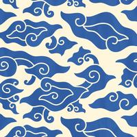 Blauw silhouet Megamendung batikpatroon vector