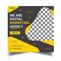 digitale marketing social media postsjabloon, digitaal marketingbureau en zakelijke verkoop promo, vierkante flyer-sjabloon. vector
