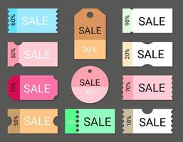 set van verschillende coupons grote verkoop reclame voor internet reclame website, sociale netwerken, kortingsbon voor super sale trends vector illustratie