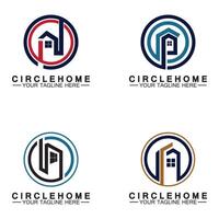 huis cirkel concept logo symbool vector illustratie ontwerp