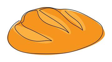 een doorlopende lijntekening van lang brood. eenvoudige zwarte lijnschets van Frans stokbrood, bakkerij en caféconcept goed voor logo. vector illustratie