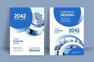 Circulaire blauwe stad achtergrond Business Book Cover ontwerpsjabloon vector