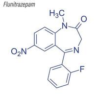 vector skelet formule van flunitrazepam. medicijn chemisch molecuul