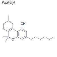 vector skeletformule van parahexyl. drug chemische molecuul.