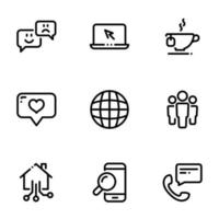 set van zwarte pictogrammen geïsoleerd op een witte achtergrond, op thema internetcommunicatie vector