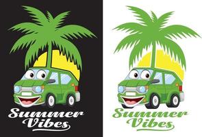 zomerzonsondergang verontrust vector t-shirtontwerp met palmbomen silhouet en de zin, zomerse vibes