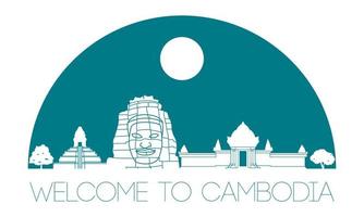 Cambodja beroemde bezienswaardigheid silhouetstijl met tekst erin vector