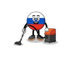 karakter mascotte van rusland vlag met stofzuiger vector