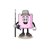 mascotte illustratie van marshmallow visser vector