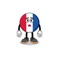 frankrijk vlag cartoon afbeelding met droevig gezicht vector