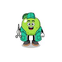 illustratie van groene appelmascotte als chirurg vector