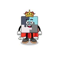 mascotte illustratie van puzzel koning