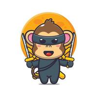 schattige aap ninja cartoon vectorillustratie vector