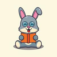 schattig konijn lezen van een boek cartoon vectorillustratie vector