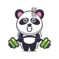schattige panda tillen barbell cartoon vectorillustratie vector