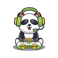 schattige panda speelt een spel cartoon vectorillustratie vector