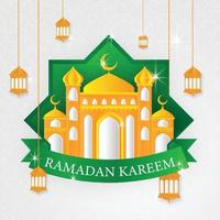 ramadan kareem islamitische achtergrond met moskeekoepel en arabische patroonconceptstijl, eid mubarak, hari raya, eid fitr, eid adha, hadj, umrah vector