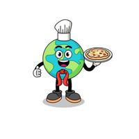 illustratie van de aarde als een Italiaanse chef-kok vector