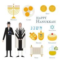 Traditioneel eten en symbolen van Joodse feestdag Chanoeka vector