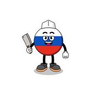 mascotte van rusland vlag als slager vector