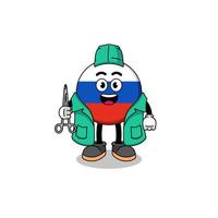 illustratie van de vlagmascotte van Rusland als chirurg vector