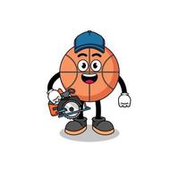 cartoonillustratie van basketbal als schrijnwerker vector