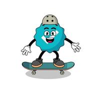 geverifieerde tekenmascotte die een skateboard speelt vector