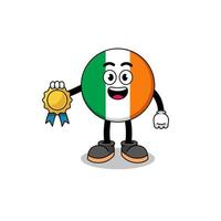 ierland vlag cartoon afbeelding met tevredenheid gegarandeerd medaille vector