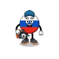 cartoon illustratie van de vlag van rusland als een schrijnwerker vector