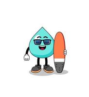 mascotte cartoon van water als surfer vector