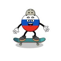 russische vlagmascotte die een skateboard speelt vector