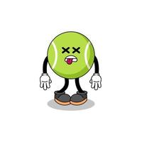 tennisbal mascotte illustratie is dood vector