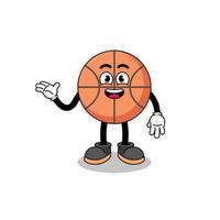 basketbal cartoon met welkom pose vector