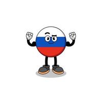 mascotte cartoon van rusland vlag poseren met spier vector