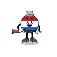 cartoon illustratie van nederlandse vlag jager vector