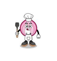 mascotte illustratie van gesneden ui chef vector