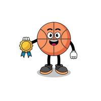 basketbal cartoon afbeelding met tevredenheid gegarandeerd medaille vector