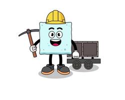 mascotte illustratie van suikerklontje mijnwerker vector