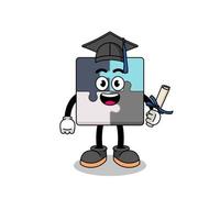 puzzel mascotte met afstuderen pose vector