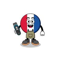 cartoon illustratie van frankrijk vlag als kapper man vector