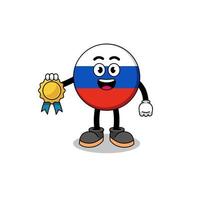 rusland vlag cartoon afbeelding met tevredenheid gegarandeerd medaille vector