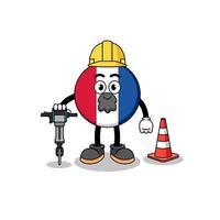 karakter cartoon van frankrijk vlag bezig met wegenbouw vector