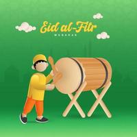 eid al fitr mubarak wenskaart vectorillustratie vector