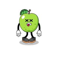 groene appel mascotte illustratie is dood vector