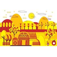 Platte ontwerp Tricolor herfst landschap vector