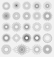 Verzameling van geometrische grafische Sunbursts-illustraties